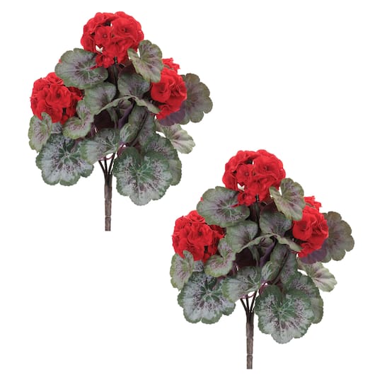 Michaels, 17.5" Geranium Floral Bushes, 2ct. – Category: Floral Stems
